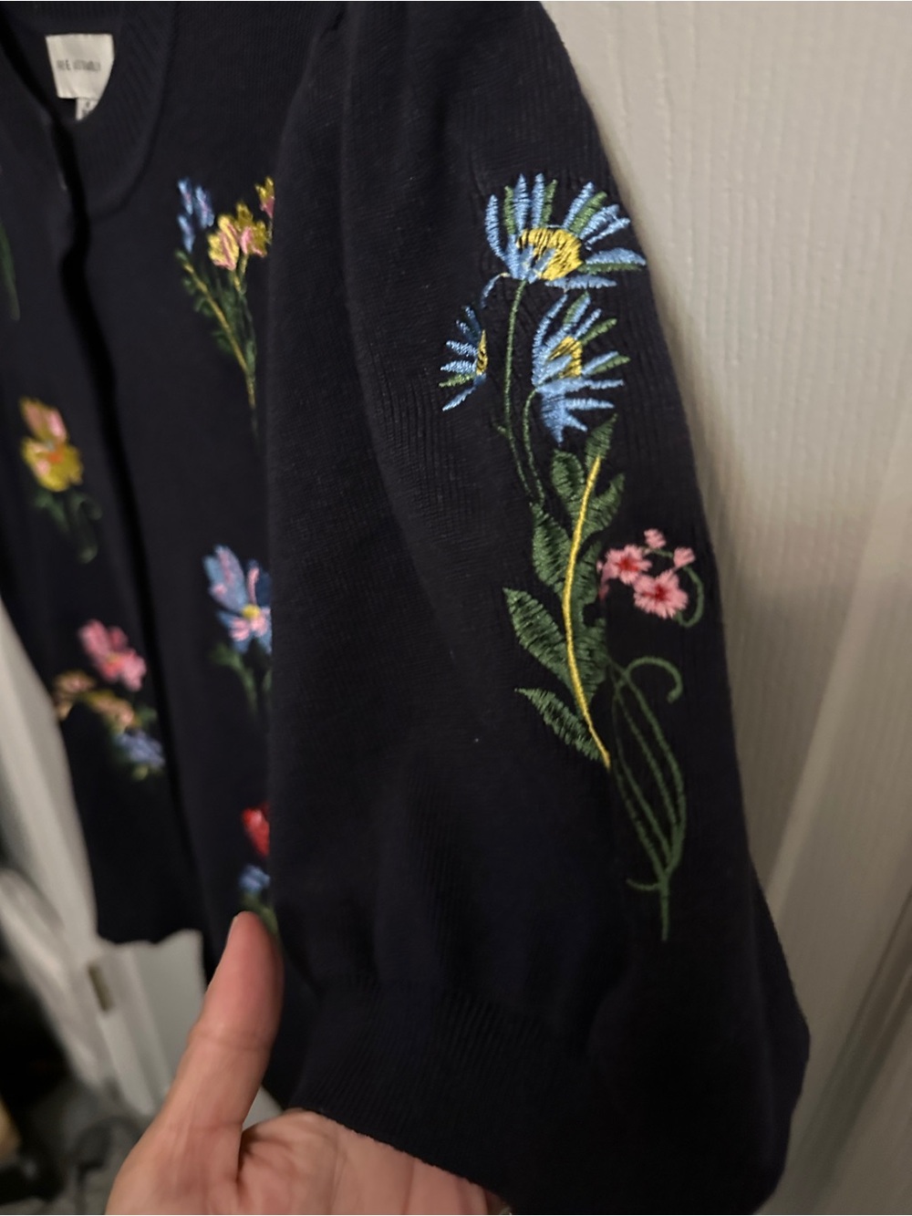 Free Assembly Navy Floral Embroidered Button Cardigan - Picture 2 of 5